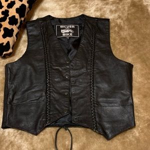 Leather motorcycle vest